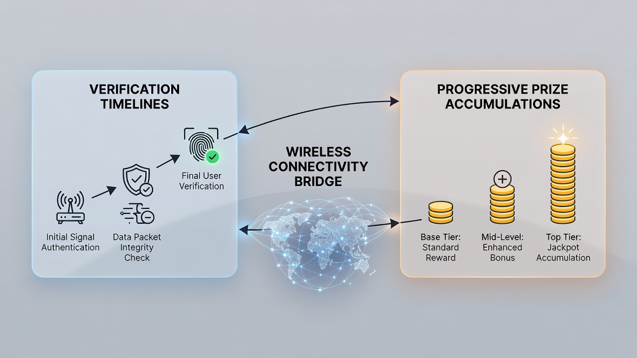 Mobile screen displaying progressive jackpot accumulation alongside transaction verification status indicators