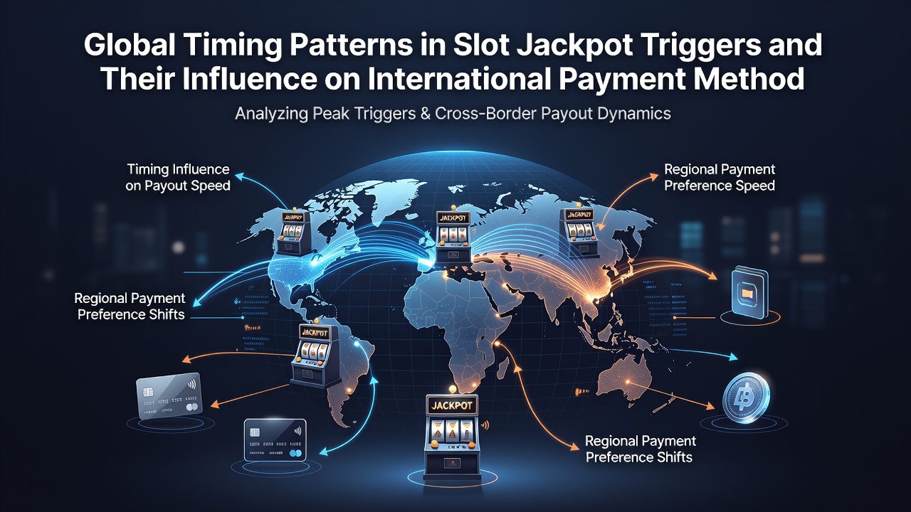 Infographic displaying payment method preferences linked to jackpot trigger times across continents