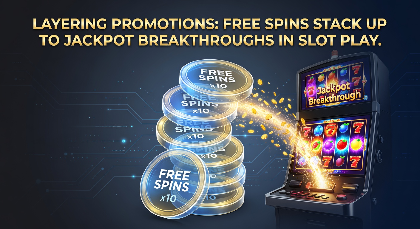 Player dashboard showing stacked free spins tally exploding into a jackpot win notification, complete with payout confirmation and celebratory graphics