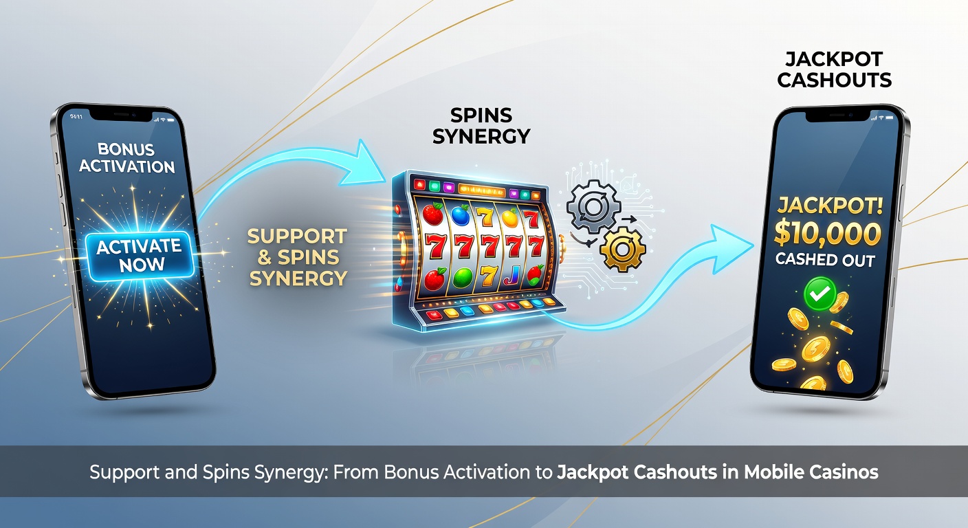 Mobile casino player activating free spins bonus on smartphone screen, highlighting support chat integration